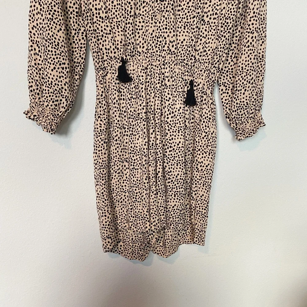 Anthropologie Beachgold Chelsea Romper Animal Print Tan/Black Spot Boho Sz XS - Picture 7 of 10